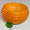 BB365 marbled butterscotch line carved barrel shape bakelite bangle